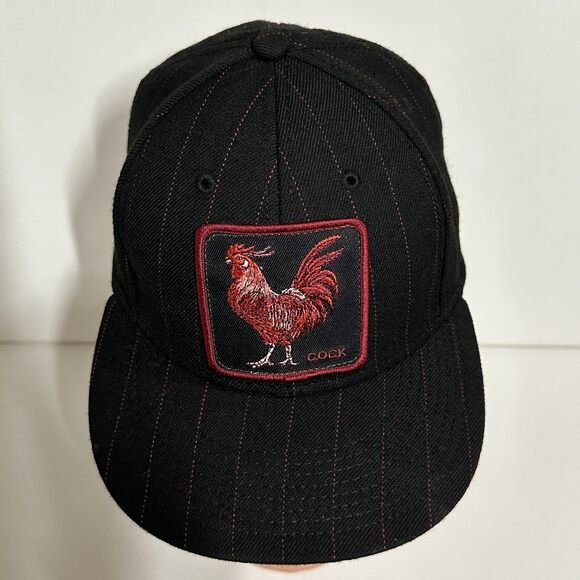 Goorin Bros Hat Red Rooster Black Pinstriped Wool The Farm Snapback Cap - Picture 7 of 11